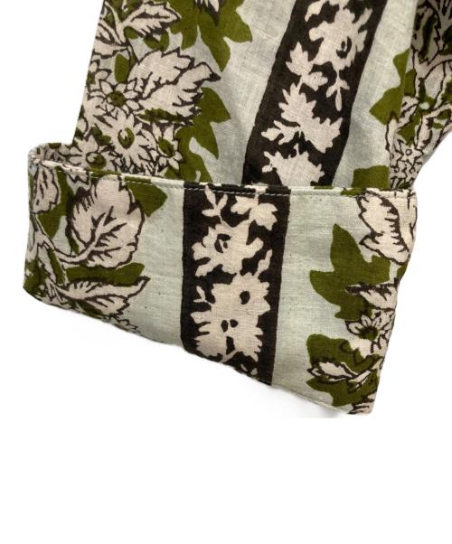 45R（フォーティファイブ・アール）45R (フォーティファイブ・アール) インドストライプフラワーブロックプリントのドレス グレー×オリーブ サイズ:　の古着・服飾アイテム