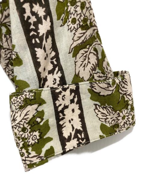 45R（フォーティファイブ・アール）45R (フォーティファイブ・アール) インドストライプフラワーブロックプリントのドレス グレー×オリーブ サイズ:　の古着・服飾アイテム