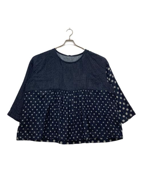45R（フォーティファイブ・アール）45R (フォーティファイブ・アール) ふわふわ二重織ドットプリントのブラウス インディゴ サイズ:　の古着・服飾アイテム