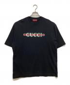 GUCCIグッチ）の古着「“GUCCI”プリント コットンジャージー Tシャツ」｜ブラック