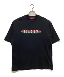 GUCCI（グッチ）の古着「“GUCCI”プリント コットンジャージー Tシャツ」｜ブラック