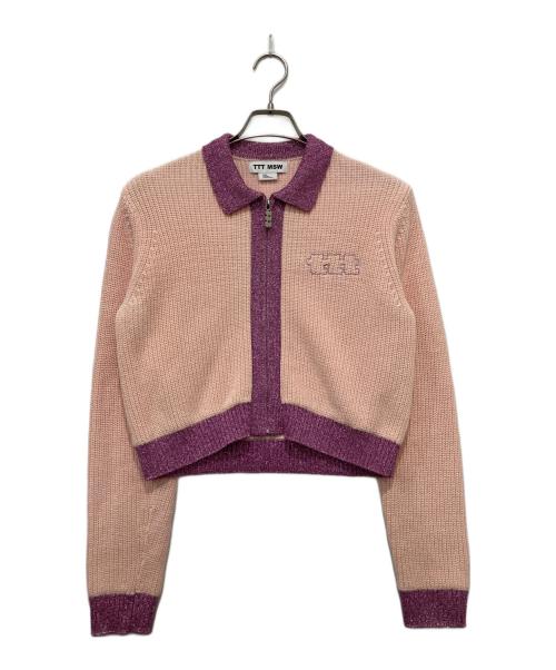TTT MSW（ティー）TTT MSW (ティー) Lame zip up cardigan ピンク サイズ:Sの古着・服飾アイテム