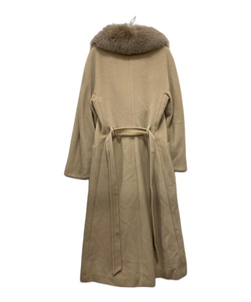 MaxMara（マックスマーラ）MaxMara (マックスマーラ) フォックスファーカシミヤ混コート ベージュ サイズ:38の古着・服飾アイテム