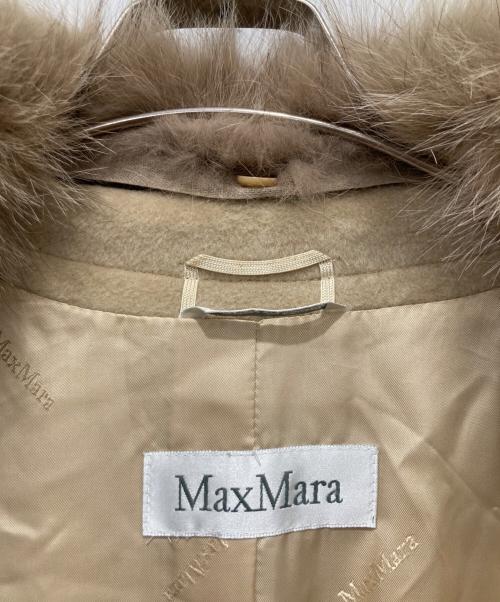 MaxMara（マックスマーラ）MaxMara (マックスマーラ) フォックスファーカシミヤ混コート ベージュ サイズ:38の古着・服飾アイテム