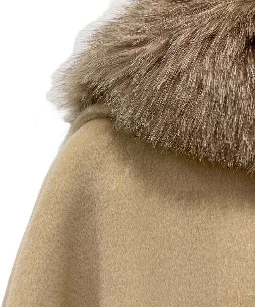 MaxMara（マックスマーラ）MaxMara (マックスマーラ) フォックスファーカシミヤ混コート ベージュ サイズ:38の古着・服飾アイテム