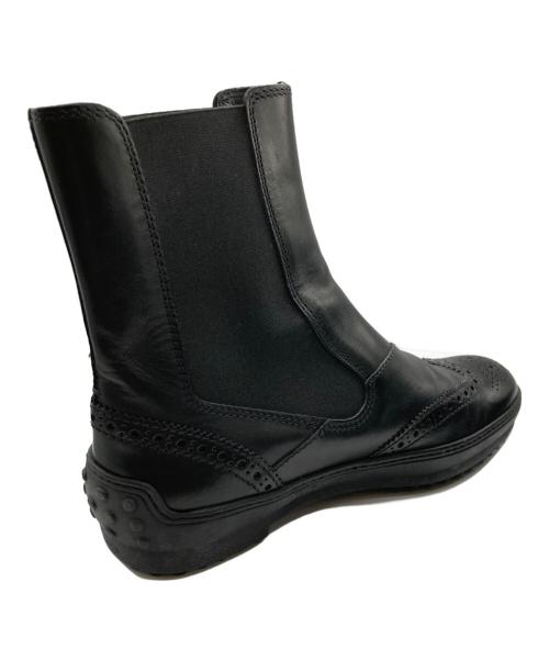 TOD'S（トッズ）TOD'S (トッズ) ウィングチップサイドゴアブーツ ブラック サイズ:38の古着・服飾アイテム