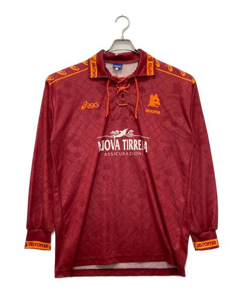 asics（アシックス）asics (アシックス) レースアップゲームシャツ/イタリア製 レッド サイズ:XLの古着・服飾アイテム