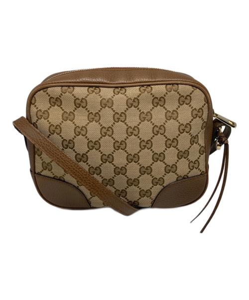 GUCCI（グッチ）GUCCI (グッチ) ショルダーバッグ/GGキャンバス  ベージュ×ブラウンの古着・服飾アイテム