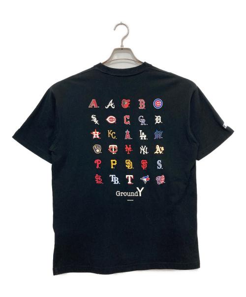New Era（ニューエラ）New Era (ニューエラ) GROUND Y (グラウンドワイ) コラボロゴ刺繍プリントTシャツ ブラック サイズ:XLの古着・服飾アイテム