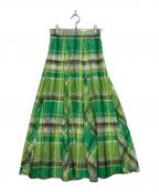 Ameriアメリ）の古着「SHEER CHECK FLARE SKIRT」｜グリーン