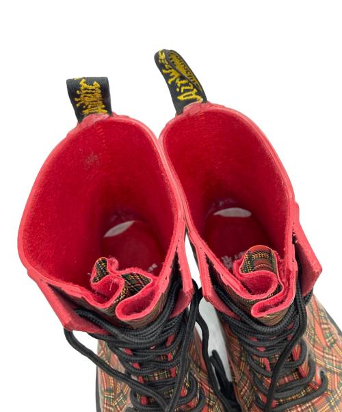 Dr.Martens（ドクターマーチン）Dr.Martens (ドクターマーチン) チェックブーツ レッド サイズ:US5の古着・服飾アイテム