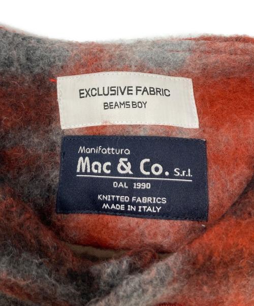 BEAMS BOY（ビームスボーイ）BEAMS BOY (ビームスボーイ) スライバー タータンチェック ノーカラーコート レッド サイズ:不明の古着・服飾アイテム