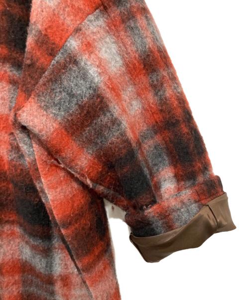 BEAMS BOY（ビームスボーイ）BEAMS BOY (ビームスボーイ) スライバー タータンチェック ノーカラーコート レッド サイズ:不明の古着・服飾アイテム