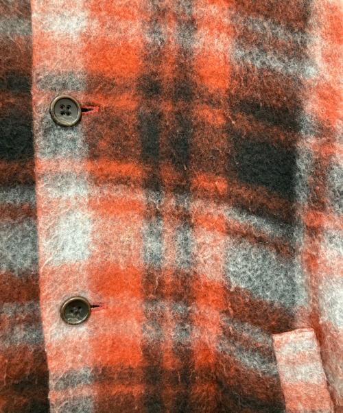 BEAMS BOY（ビームスボーイ）BEAMS BOY (ビームスボーイ) スライバー タータンチェック ノーカラーコート レッド サイズ:不明の古着・服飾アイテム
