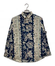 45R（フォーティファイブ・アール）の古着「更紗ブロックプリントの908オーシャンちび衿プルシャツ」｜ネイビー×ホワイト