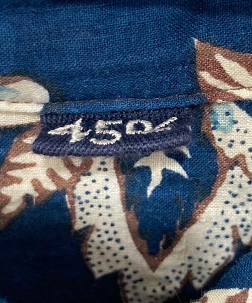 45R（フォーティファイブ・アール）45R (フォーティファイブ・アール) 更紗ブロックプリントの908オーシャンちび衿プルシャツ ネイビー×ホワイト サイズ:2の古着・服飾アイテム