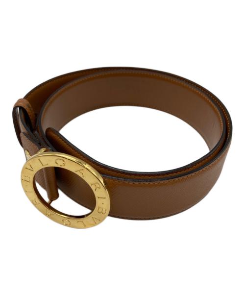 BVLGARI（ブルガリ）BVLGARI (ブルガリ) ラウンドロゴバックルレザーベルト ブラウンの古着・服飾アイテム