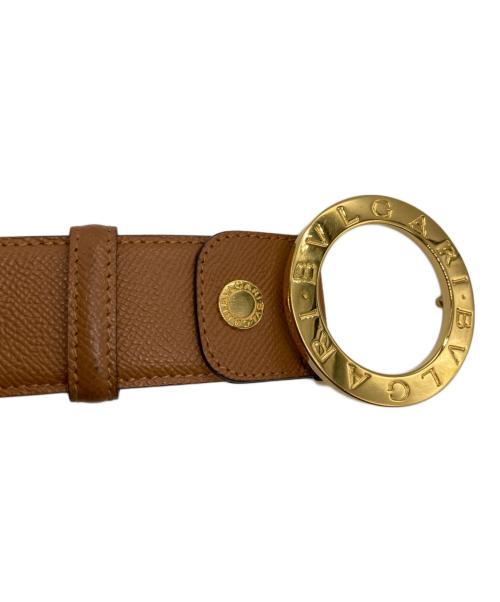 BVLGARI（ブルガリ）BVLGARI (ブルガリ) ラウンドロゴバックルレザーベルト ブラウンの古着・服飾アイテム