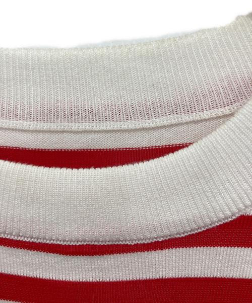 MM6 Maison Margiela（エムエムシックスメゾンマルジェラ）MM6 Maison Margiela (エムエムシックスメゾンマルジェラ) 変形 アシンメトリーニット ホワイト×レッド サイズ:Sの古着・服飾アイテム