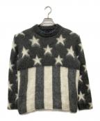 LOUIS VUITTONルイ ヴィトン）の古着「USAフラッグモヘアジャガードニット」｜グレー×ホワイト