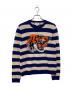 GUCCI（グッチ）の古着「タイガーヘッドボーダーニット」｜ベージュ×ネイビー