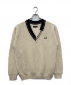 FRED PERRYフレッドペリー）の古着「Vネックニット」｜ベージュ