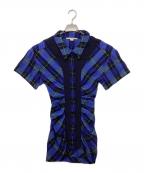 STELLA McCARTNEYステラマッカートニー）の古着「半袖チェックフレアーワンピース」｜ネイビー