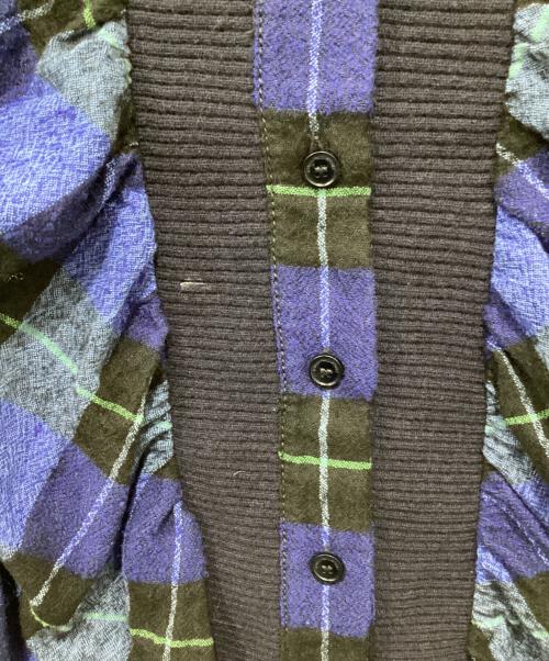 STELLA McCARTNEY（ステラマッカートニー）STELLA McCARTNEY (ステラマッカートニー) 半袖チェックフレアーワンピース ネイビー サイズ:36の古着・服飾アイテム