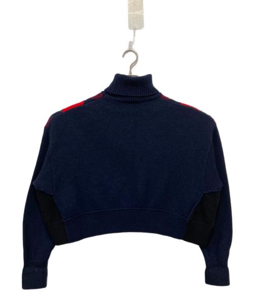 MIU MIU（ミュウミュウ）MIU MIU (ミュウミュウ) タートルネックニット レッド×ネイビー サイズ:40の古着・服飾アイテム