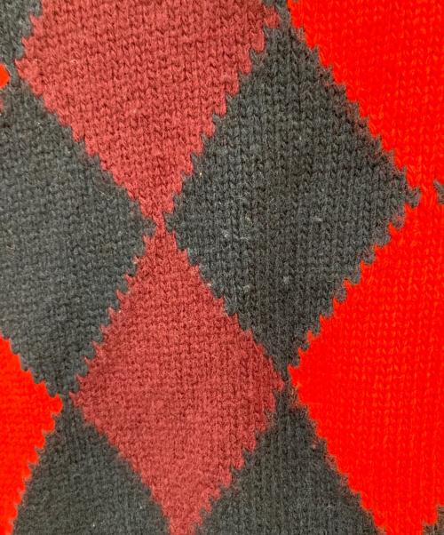 MIU MIU（ミュウミュウ）MIU MIU (ミュウミュウ) タートルネックニット レッド×ネイビー サイズ:40の古着・服飾アイテム