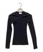 courregesクレージュ）の古着「90's ジップネック Tシャツ」｜ブラック