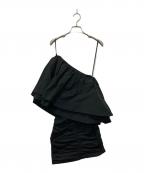 ROTATEロテート）の古着「ROTATE ONE-SHOULDER PLEATED DRESS」｜ブラック