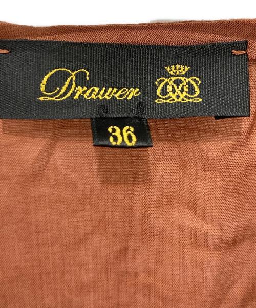 DRAWER（ドゥロワー）DRAWER (ドゥロワー) ローンラッフル フリルブラウス シャツ ブラウン サイズ:36の古着・服飾アイテム