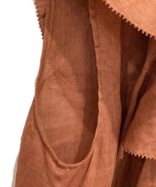 DRAWER（ドゥロワー）DRAWER (ドゥロワー) ローンラッフル フリルブラウス シャツ ブラウン サイズ:36の古着・服飾アイテム