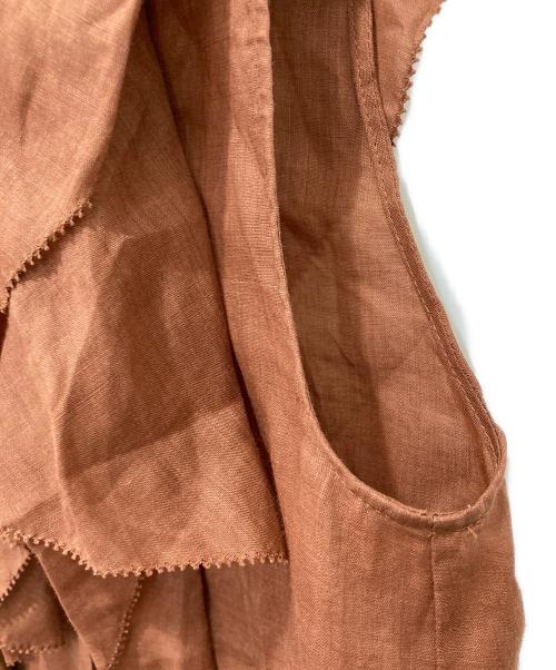 DRAWER（ドゥロワー）DRAWER (ドゥロワー) ローンラッフル フリルブラウス シャツ ブラウン サイズ:36の古着・服飾アイテム