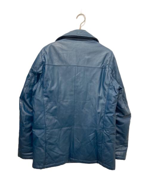 A BATHING APE（ア ベイシング エイプ）A BATHING APE (ア ベイシング エイプ) レザーPコート ネイビー サイズ:Mの古着・服飾アイテム
