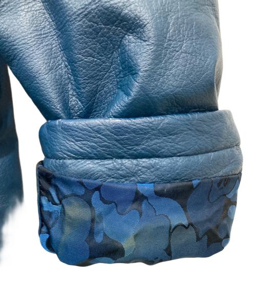 A BATHING APE（ア ベイシング エイプ）A BATHING APE (ア ベイシング エイプ) レザーPコート ネイビー サイズ:Mの古着・服飾アイテム