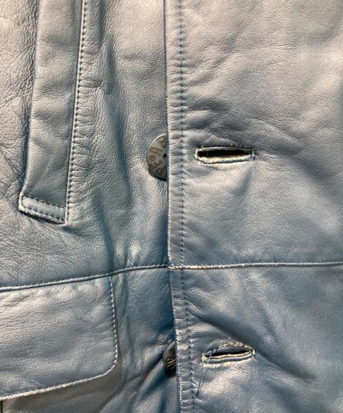 A BATHING APE（ア ベイシング エイプ）A BATHING APE (ア ベイシング エイプ) レザーPコート ネイビー サイズ:Mの古着・服飾アイテム