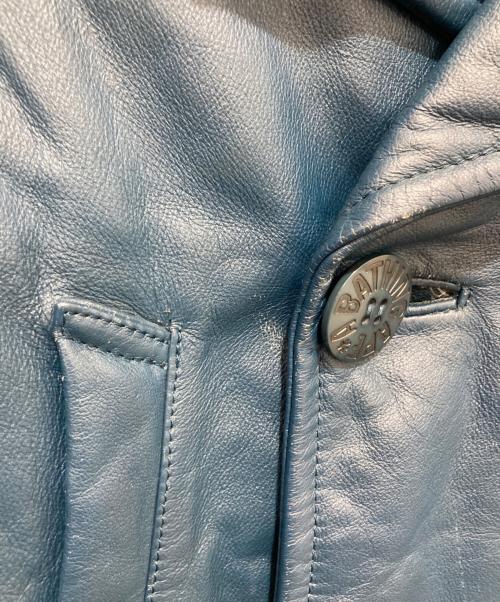 A BATHING APE（ア ベイシング エイプ）A BATHING APE (ア ベイシング エイプ) レザーPコート ネイビー サイズ:Mの古着・服飾アイテム