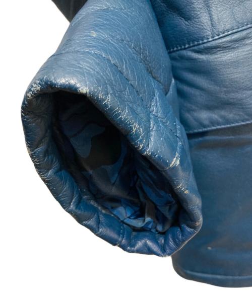 A BATHING APE（ア ベイシング エイプ）A BATHING APE (ア ベイシング エイプ) レザーPコート ネイビー サイズ:Mの古着・服飾アイテム