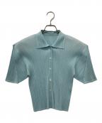 PLEATS PLEASEプリーツプリーズ）の古着「プリーツシャツ」｜ブルー