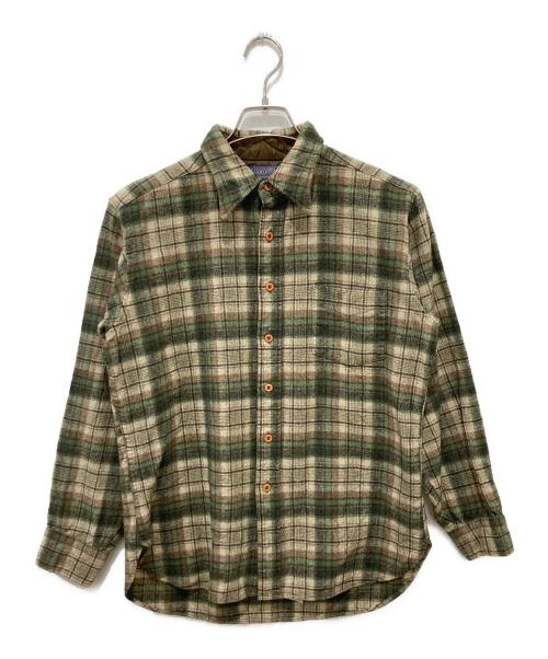 PENDLETON（ペンドルトン）PENDLETON (ペンドルトン) ウールチェックシャツ グリーン×ベージュ サイズ:Lの古着・服飾アイテム