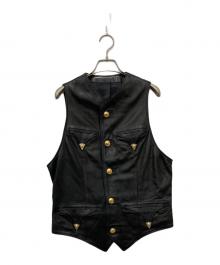 GIANNI VERSACE（ジャンニ・ヴェルサーチ）の古着「レザーベスト/メデューサボタン」｜ブラック