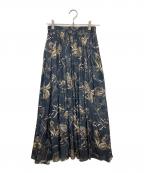 anuansアニュアンス）の古着「リーフパターンギャザースカート」｜ネイビー