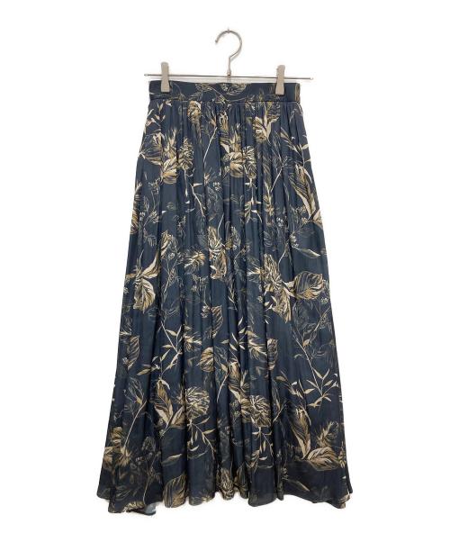 anuans（アニュアンス）anuans (アニュアンス) リーフパターンギャザースカート ネイビー サイズ:Mの古着・服飾アイテム