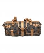 CELINEセリーヌ）の古着「マカダム柄デニムボストンバッグ」｜インディゴ×ブラウン