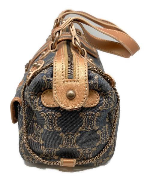 CELINE（セリーヌ）CELINE (セリーヌ) マカダム柄デニムボストンバッグ インディゴ×ブラウンの古着・服飾アイテム