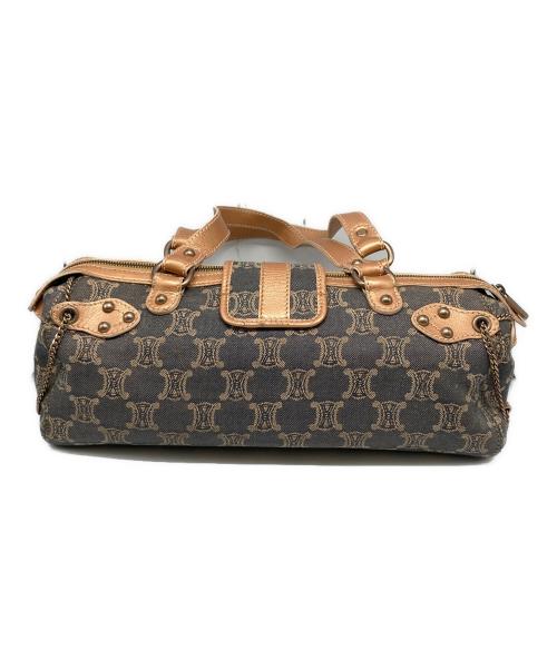 CELINE（セリーヌ）CELINE (セリーヌ) マカダム柄デニムボストンバッグ インディゴ×ブラウンの古着・服飾アイテム