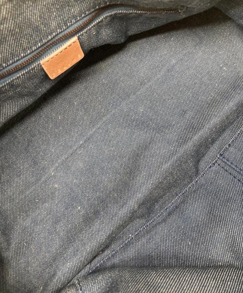 CELINE（セリーヌ）CELINE (セリーヌ) マカダム柄デニムボストンバッグ インディゴ×ブラウンの古着・服飾アイテム