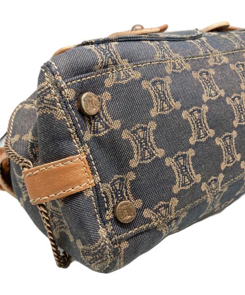 CELINE（セリーヌ）CELINE (セリーヌ) マカダム柄デニムボストンバッグ インディゴ×ブラウンの古着・服飾アイテム